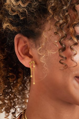 Earrings Luck and stars Gold Color Stainless Steel h5 Picture3